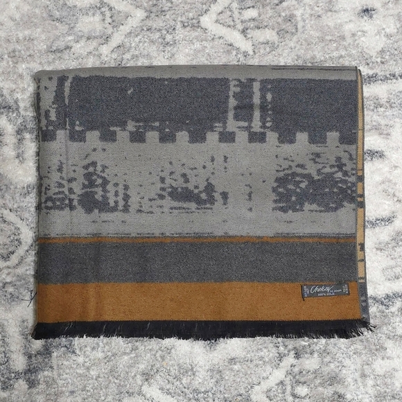 CHELSEY By Josep 100% Brushed Silk Abstract Striped Long Mens Cozy Scarf - Picture 3 of 15